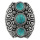 Women's Fashion 3PCS Round beads Zircon Synthetic Turquoise Ring