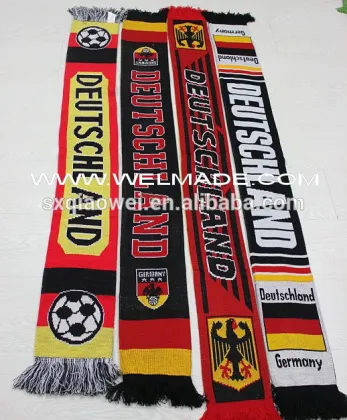 high quality of Football Fan scarf, knitted scarf, soccer scarf, custom fashion scarf