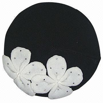 Acrylic Beret with Flower