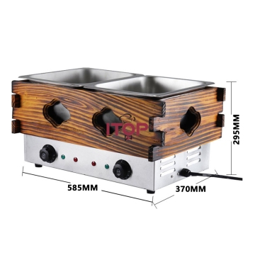 1.2KW+1.2KW Electric Japanese Oden Machine with Stainless Steel and Wooden Surrounding