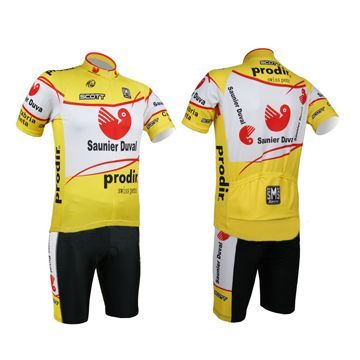 Saunier Duval Cycling Jerseys with Short Sleeves/Pants or Bib Short, Made of Coolmax Fabric
