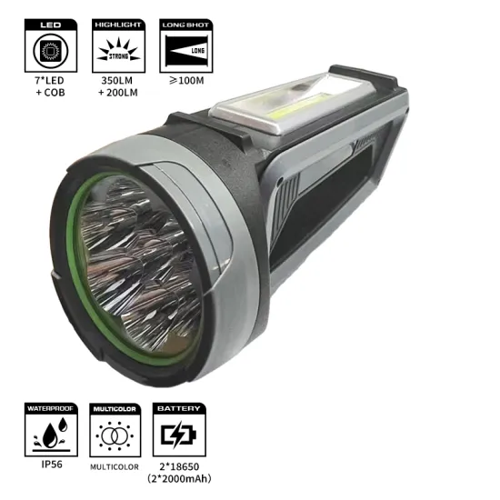 High Lumen Waterproof Emergency Searchlight with Dual Sources: 350lm Outdoor Portable Light 856B