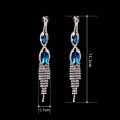 Water Droplets Crystal Long Dangles Earrings Wedding