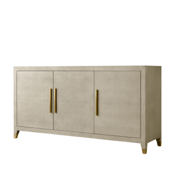 Κυρία Woods Μοντέρνο χρυσό σίδερο Faux Shagreen Sideboard Buffet Table με τρεις πόρτες