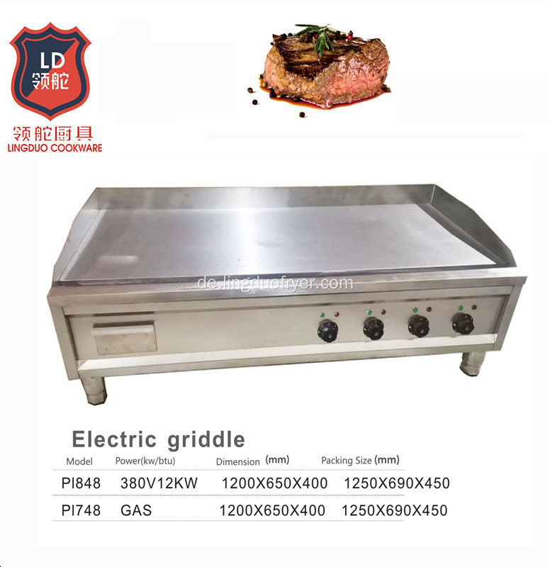 PL848 1200 mm Catering -Ausrüstung Gewerblicher Küche Edelstahl Elektrikrückte für Grill Tintenfisch Kochgeschirrmaschinerie