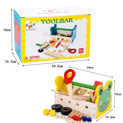 Cartoon Montessori Kids Wooden tool Toys Pretend play toys Tool Fix Repair Maintainance Learning Educational toys for children