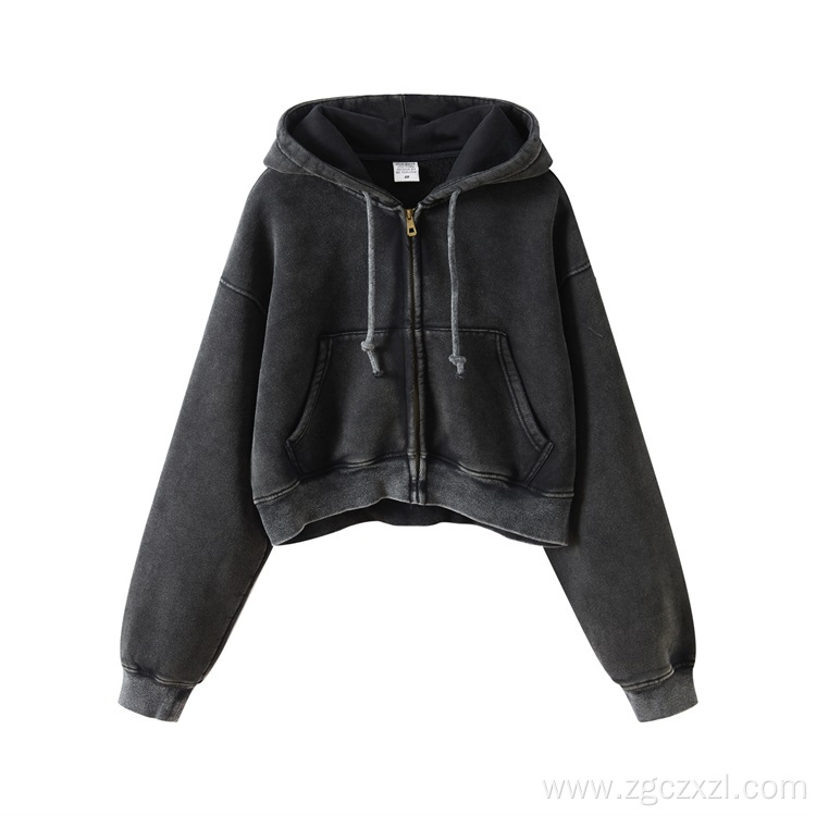 Autumn winter washed fleece hot girl hoodie