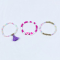 12MM purple fringed peach heart bead girl bracelet