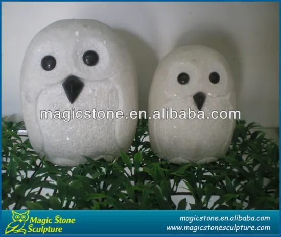 garden decor white stone owl sculpture