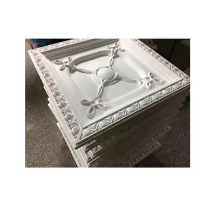 Luxury White PU Golden Crown Moulding Ceiling Medallion