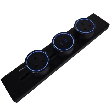 Black LED Movable Kitchen Electrical System: 3 Gang Power Socket with 60CM Power Track and Recessed/ Surface Track Socket