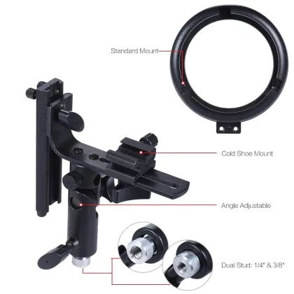 L Bracket Speedlight Speedlite Flash Mount with Bowens Adapter for Softbox & Reflectors