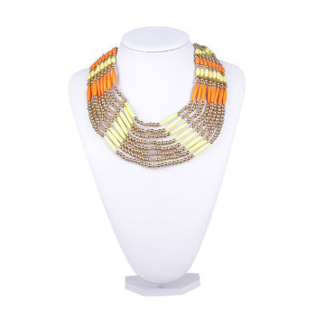 Necklace with CCB together with orange and light yellow acrylic bead, fashion jewelryNew