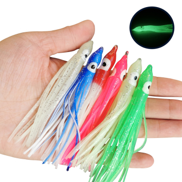 20 لونًا 5 أجزاء من الأكياس المتجهزة سحر الأوباك البلاستيكية الناعمة تنانير توهج Squids إغراء صيد الأسماك