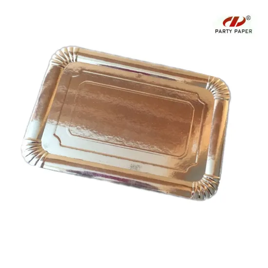 28x21cm Disposable Rectangular Silver Paper Tray