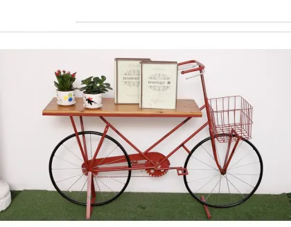 Industrial Bike Table Decor: Large Creative Retro Floor Flower Stand