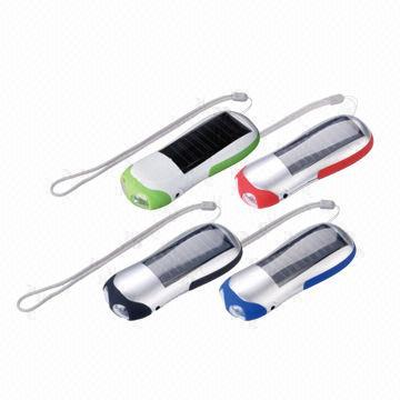 Solar dual power LED flashlight with string