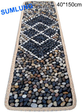 Pebble Foot Massage Mat 40*150mm BLACK Square blanket Smooth Colorful Natural Stone