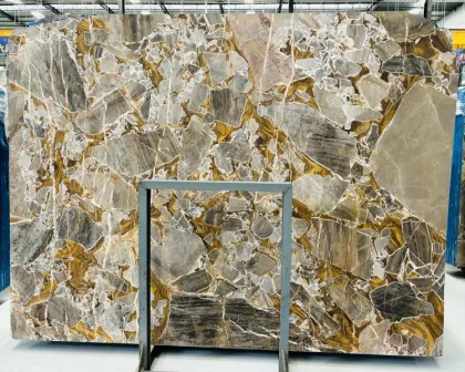 Customized Bugatti Gold Marble Fusion Stone Countertop and Floor Design