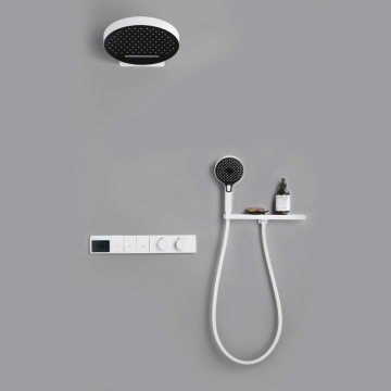 Modern Concealed Matt Black Chrome Shower Set