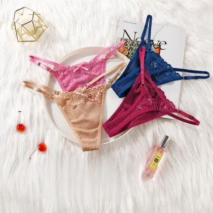 Lacy T-Pant Thongs: Adjustable Low Waist Seductive Women's Underwear