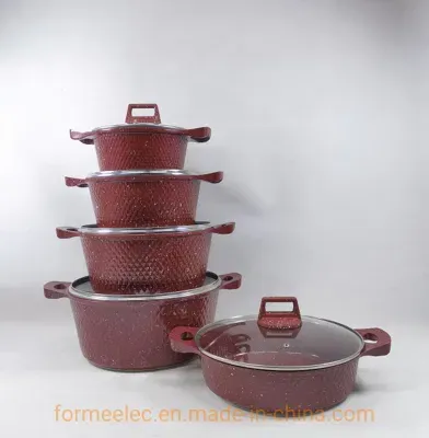 Aluminum Die-Cast Kitchenware Casserole Set 12PCS Cookware Set Maifan Stone Casserole