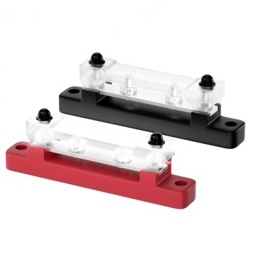 4-Terminal Bus Bar Ground Power Distribution Block with Cover for Automotive and Marine Use
