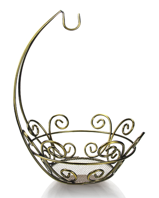 Metal Wire Fruit Basket With Banana Hanger