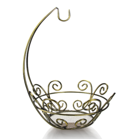 Metal Wire Fruit Basket With Banana Hanger