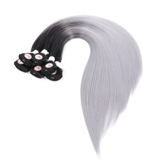 X-TRESS New Style Fantastic Color Fiber Hair Bundles Full Head/Pack With Lace Front Closure Straight Synthetic Hair Extension