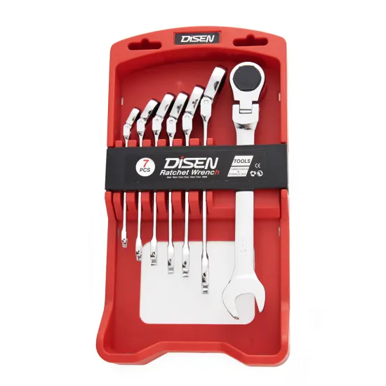 Custom OEM 7Pcs Double Ring Fixed Head Ratchet Spanner Set