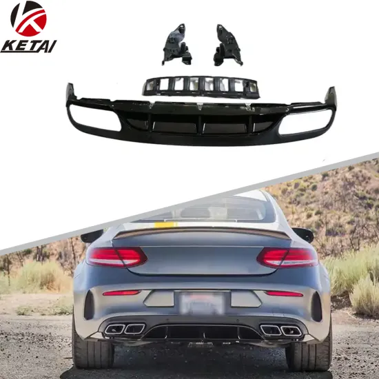 Gloss Black Car Bumper Rear Diffuser for BENZ C205 AMG Coupe 2015-2021