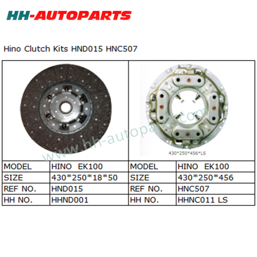 Clutch Disc HND015, Clutch Pressure Plate HNC507 for Hino Trailer Truck Clutch Kit