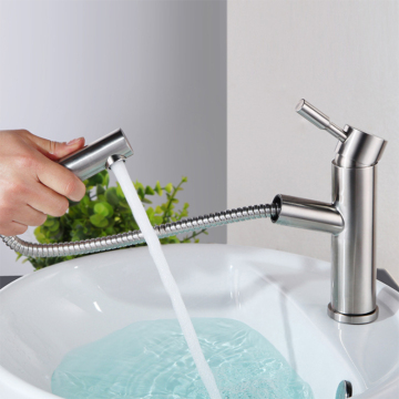 304 Stainless Steel Single Handle Pull-Out Waterfall Mixer Sink Faucet