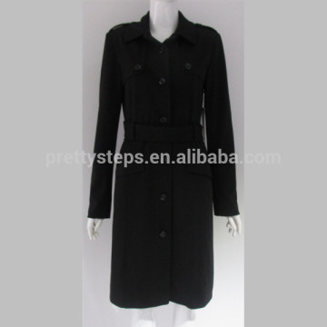 PRETTY STEPS 2015 long black women oversized lapel trench coats with belt for women