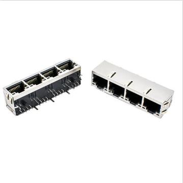 RJ45 잭 측면 입구 차폐 1x4P 전면 4.57