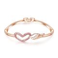 Fille ange aile cristal coeur vogue Bracelet alliage