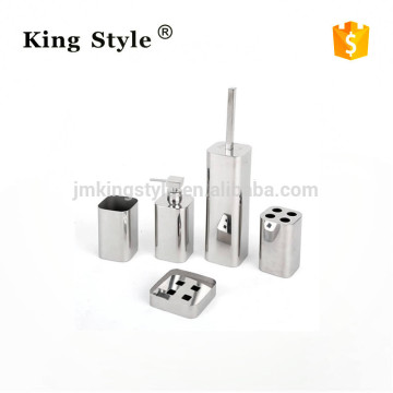 Hotel Stainless Steel Bathroom Ware Set (5pcs/Set)- Liquid bottle/Toothbrush holder etc.