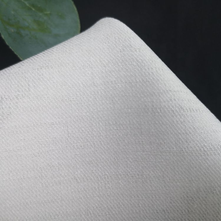 Tissu de chemise en mélange de lin et nylon blanc