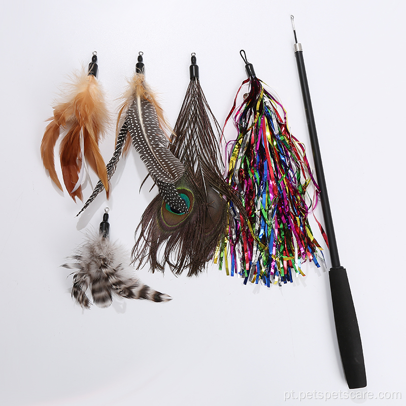 Cat Teaser Feather Toys reabasteça com sinos