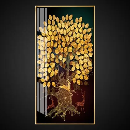 Fortune Golden Tree Abstract Crystal Porcelain Painting Art Decoration