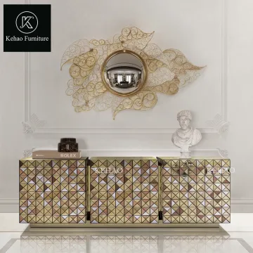 Modern Stainless Steel Sideboard Cabinet - Luxury European Style Storage for Living Room