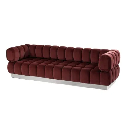 Red velvet sofa 45 High Density Foam Single Velvet royal Sofa Cover With Solid Wood frame