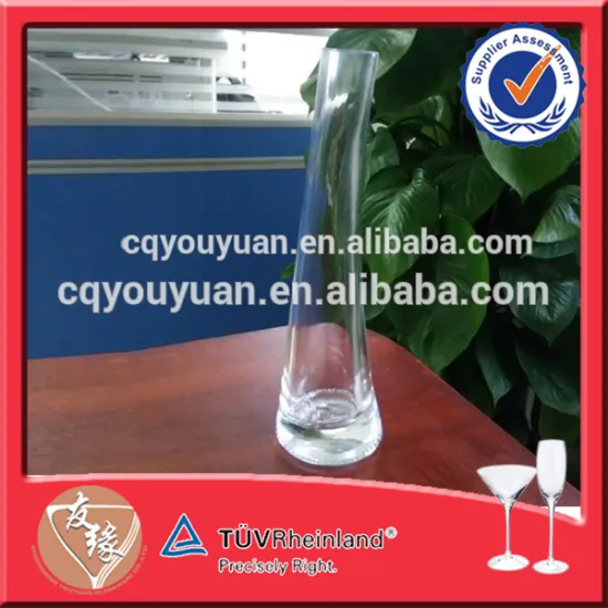 Wholesale Clear Fancy Long Neck Hand Blown Glass Vase