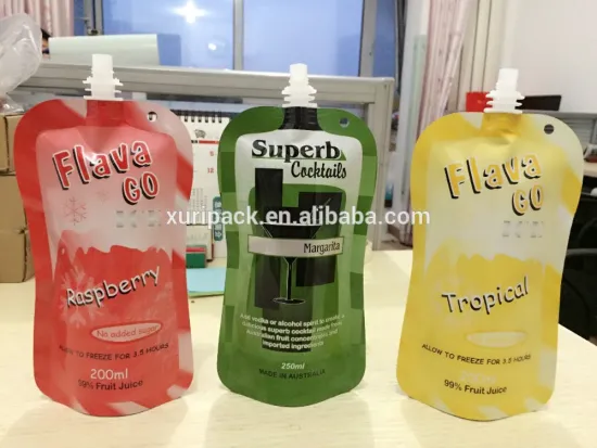 250 ml 500ml Custom design stand up plastic pouch for juice packaging