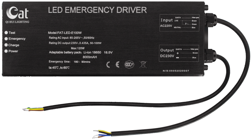 100W LED Emergency Driver with 18.5V battery 1h