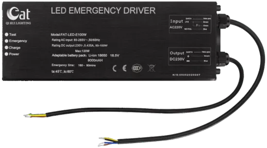100W LED Emergency Driver with 18.5V battery 1h