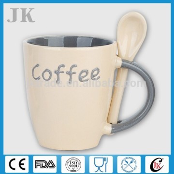 Wholesale glazing ceramic coffee mug spoon in handle                
                                    Quality Assured