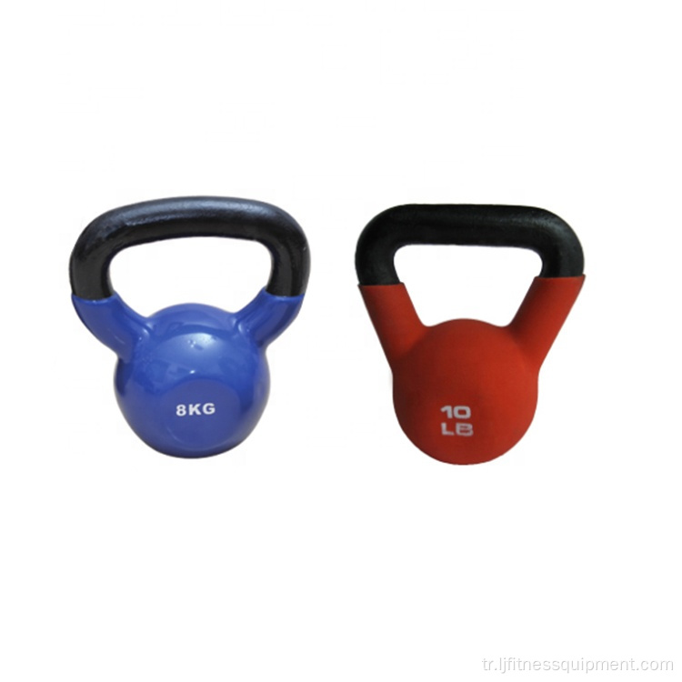 Renkli Gym Fitness Dökme Demir Ağırlıklar Kauçuk Kettlebells
