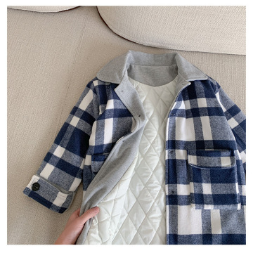 Customized Plaid Top Warm Lapel Coat Kids Clothes